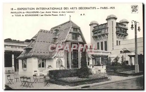 Cartes postales Paris Exposition internationale des Arts Decoratifs Pavillon de Mulhouse et tour de Bourgogne