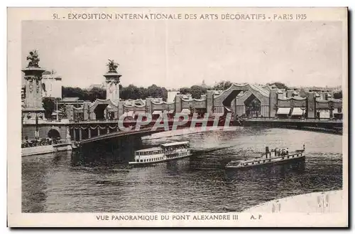 Cartes postales Paris Exposition internationale des Arts Decoratifs 1925 Vue panoramique du Pont Alexandre III