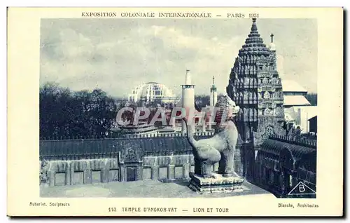 Ansichtskarte AK Paris Exposition coloniale internationale 1931 Temple d Angkor Vat Lion et tour