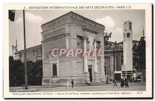 Cartes postales Paris Exposition des Arts decoratifs Paris 1925 Pavillon national d Italie