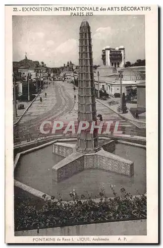 Cartes postales Paris Exposition des Arts decoratifs Paris 1925 Fontaine de Lalique