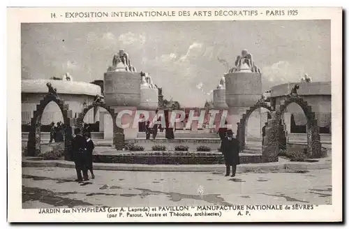 Ansichtskarte AK Paris Exposition des Arts decoratifs Paris 1925 Jardin des Nympheas et pavillon Manufacture de S