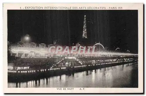 Cartes postales Paris Exposition des Arts decoratifs Paris 1925 Tour Eiffel Vue de nuit