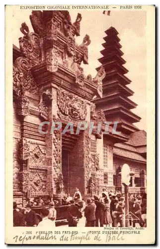 Cartes postales Exposition coloniale internationale Paris 1931 Pavillon des Pays Bas Porte d entree principale