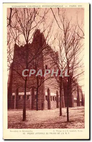 Cartes postales Exposition coloniale internationale Paris 1931 Facade laterale du palais de l AOF