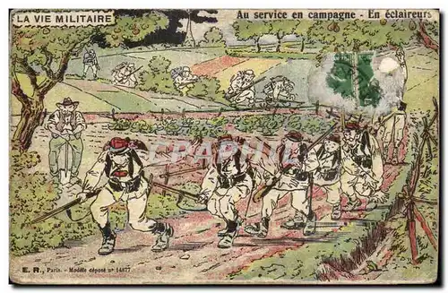 Cartes postales Militaria Au service en campagne En eclaireurs