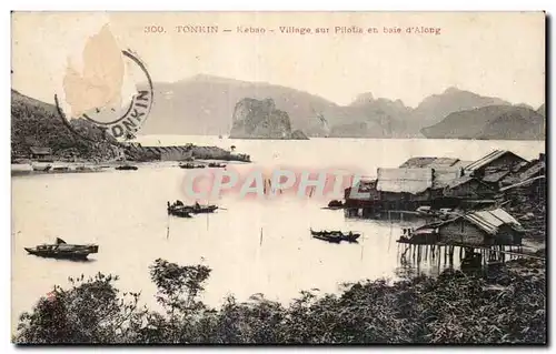 Cartes postales Tonkin Keban Village sur pilotis en baie d Along Vietnam Indochine
