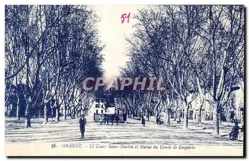 Cartes postales Orange Le cours Saint Martin et statue du comte de Gasparin