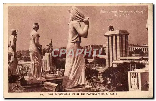 Ansichtskarte AK Exposition Internationale Paris 1937 vue d ensemble prise du pavillon de l italie