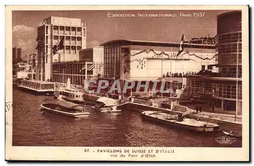 Ansichtskarte AK Exposition Internationale Paris 1937 pavillons de suisse et d italie