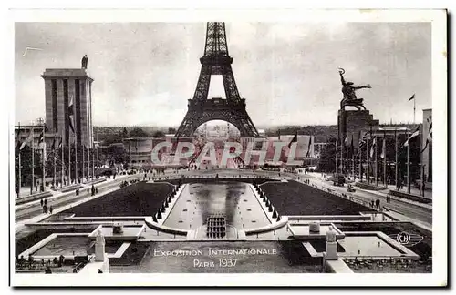 Cartes postales Exposition Internationale Paris 1937 vue d ensemble prise du trocadero Tour Eiffel