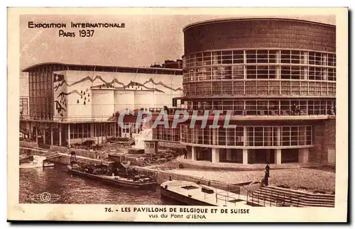 Ansichtskarte AK Exposition Internationale Paris 1937 les pavillons de belgique et de suisse