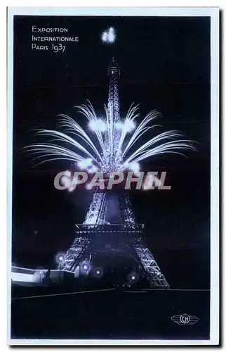 Ansichtskarte AK Exposition Internationale Paris 1937 Tour Eiffel Essal d Illuminations et feux d Attifice