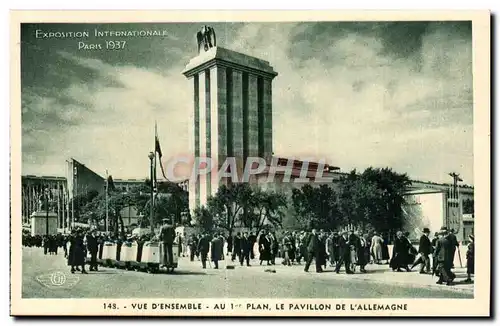 Cartes postales Exposition Internationale Paris 1937 Vue d Ensemble Au 1er Plan le Pavillon de l Allemagne