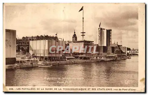 Cartes postales Exposition internationale Paris 1937 Les pavillons de la suede de la tchecoslovaquie et des unis