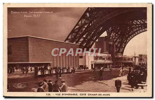 Ansichtskarte AK Exposition internationale Paris 1937 vue d Ensemble Cote Champ de Mars Tour Eiffel