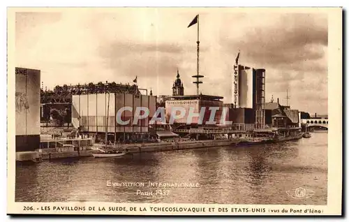 Cartes postales Exposition intenationale Paris 1937 Les Pavillons de la suede de la tchecoslovaquie et des etats