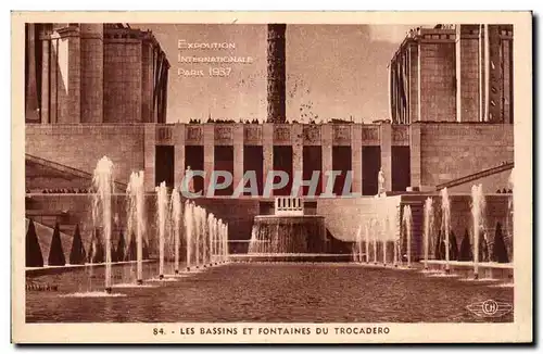 Cartes postales Exposition internationale de Paris 1937 Paris LES BASSINS ET FONTAINES DU TROCADERO