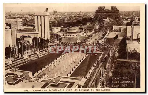 Cartes postales Exposition internationale de Paris 1937 Paris PANORAMA D ESEMBLE AVEC LES BASSINS DU TROCADERO T