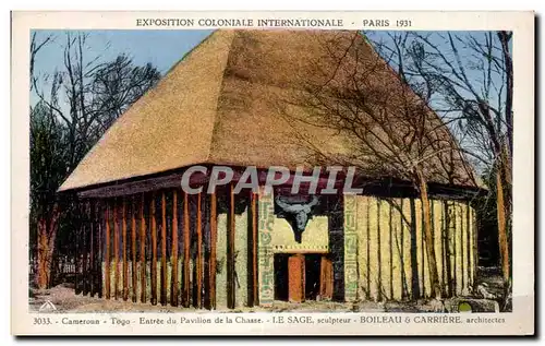 Cartes postales Paris coloniale internationale 1931 Cameroun Togo Entree Pavillon de la Chasse - LE SAGE Sculpte