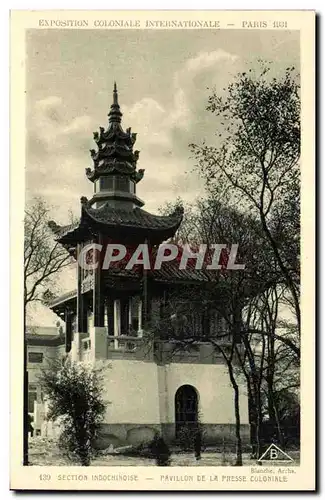 Cartes postales Paris coloniale internationale PAris 1931 Paris SECTION INDOCHINOISE - PAVILLON DE LA PRESSE COL