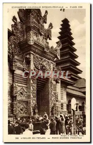 Ansichtskarte AK Paris coloniale internationale PAris 1931 Paris PAVILLON DE PAYS-BAS - PORTE D ENTREE PRINCIPALE