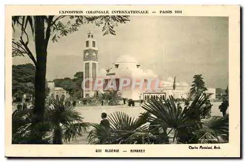 Cartes postales Exposition coloniale internationale Paris 1931 Algerie Minaret