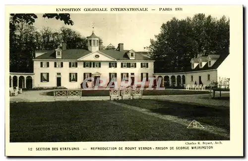 Ansichtskarte AK Exposition coloniale internationale Paris 1931 Section des etats unis reproduction de mount vern