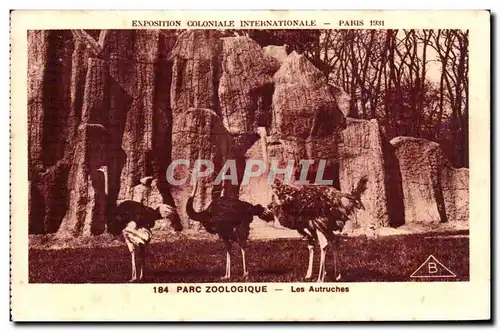 Cartes postales Exposition coloniale intenationale Paris 1931 Parc zoologique les autruches Zoo Ostrich