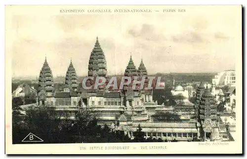 Cartes postales Exposition coloniale intenationale Paris 1931 Temple d angkor vat vue laterale