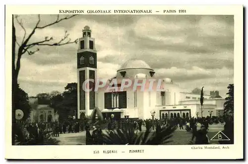 Cartes postales Exposition coloniale intenationale Paris 1931 Algerie minaret