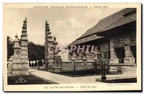 Cartes postales Exposition Coloniale Internationale Paris section des prys bas porte de bali