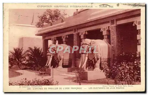 Ansichtskarte AK Exposition Coloniale Internationale Paris L entree du pavillon de l inde francaise les elephants