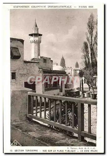 Cartes postales Exposition Coloniale Internationale Paris section tunisienne vue sur la place publique le cafe m