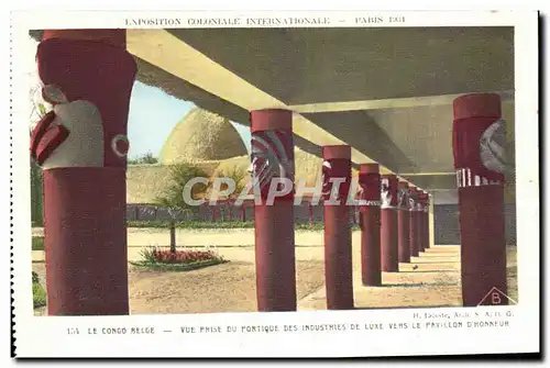 Cartes postales Exposttion coloninale internationale paris le congo belge vue prise du portique des industries d