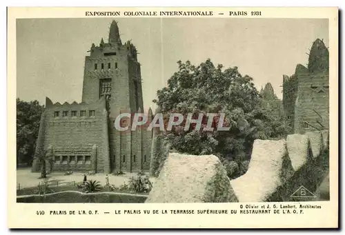Ansichtskarte AK Exposition Coloniale Internationale Paris 1931 Palais de l A O F Le palais vu de la Terrasse sup