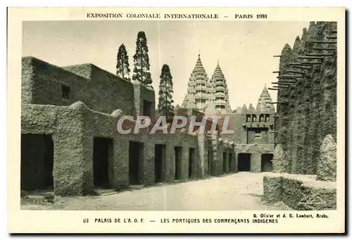 Cartes postales Exposition Coloniale Internationale Paris 1931 Palais de l A O F Les Portiques des Commercants I