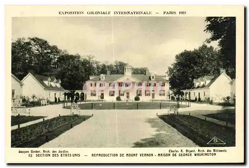 Ansichtskarte AK Exposition Coloniale Internationale Paris 1931 Section Des Etats Unis Reproduction de Mount Vern