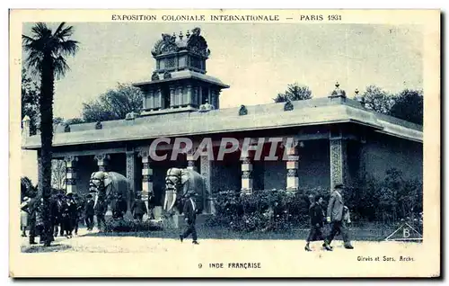 Cartes postales Exposition Coloniale Internationale Paris 1931 Inde Francaise Elephant