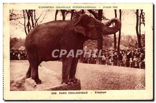 Cartes postales Exposition Coloniale Internationale Paris 1931 Parc Zoologique Elephant