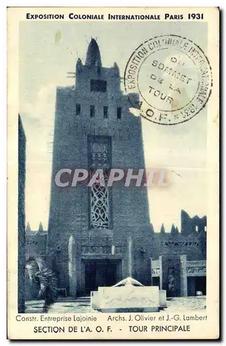 Cartes postales Exposition Coloniale Internationale Paris 1931 Section De L A O F Tour Principale