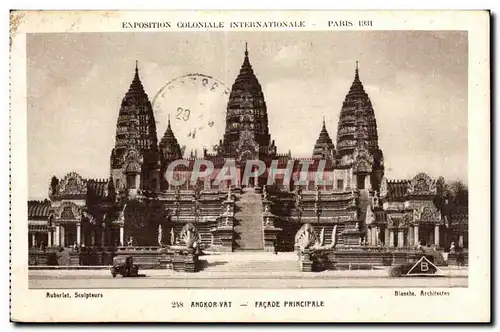 Cartes postales Exposition Coloniale Internationale Paris 1931 Angkor Vat Facade Principale