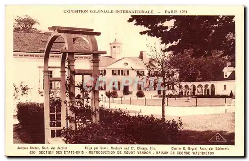 Ansichtskarte AK Exposition Coloniale Internationale Paris 1931 Reproduction De Mount Vernon Maison De George Was