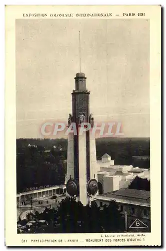 Cartes postales Exposition coloniale Internationale Paris 1931 Pavillon De L Armee Monumet Des Forces D Outre