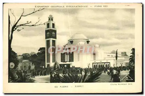 Ansichtskarte AK Exposition coloniale Internationale Paris 1931 Algerie Minaret