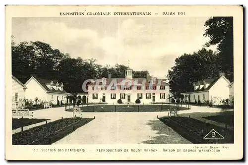 Ansichtskarte AK Exposition coloniale Internationale Paris 1931 Section Des Etais Unis Reproduction De Mount Vern