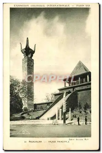 Cartes postales Exposition coloniale Internationale Paris 1931 Madagascar Facade Principale