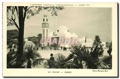 Cartes postales Exposition coloniale Internationale Paris 1931 Algerie Minaret