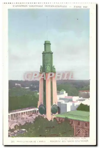 Cartes postales Exposition coloniale internationale Paris 1931 Participation De L Annee Monuhent Des Forces D Ou