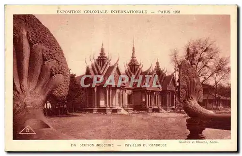 Cartes postales Exposition coloniale internationale Paris 1931 Section Indochine Pavillon Du Cambodge